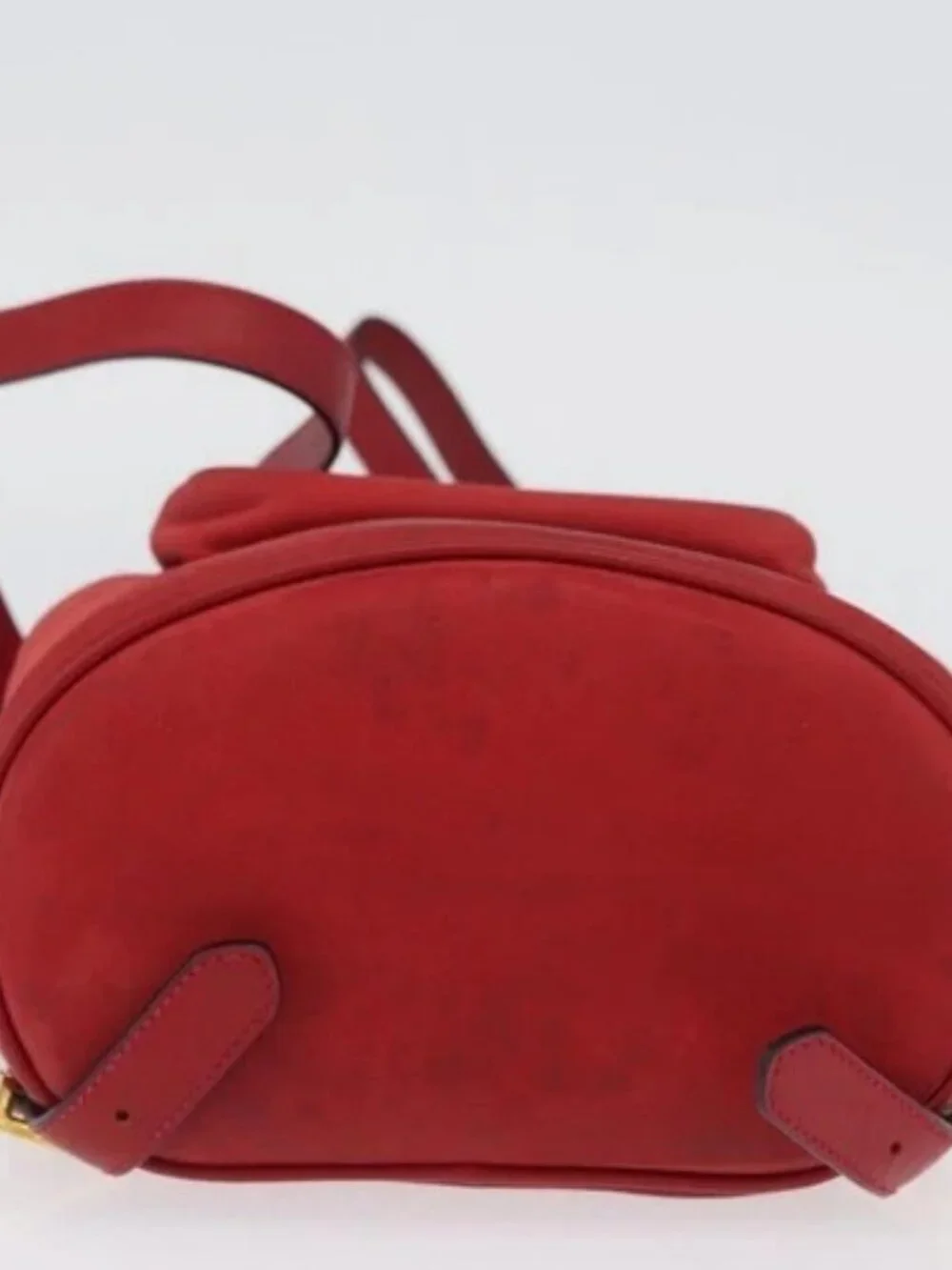 Salvatore Ferragamo Vala Backpack Suede Red Gold Auth BA11218